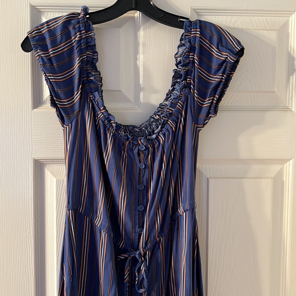 Blue Striped High Low Dress! Size M!